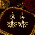 22K Gold Plated Anti-Tarnish Pearl Floral Drop Earrings