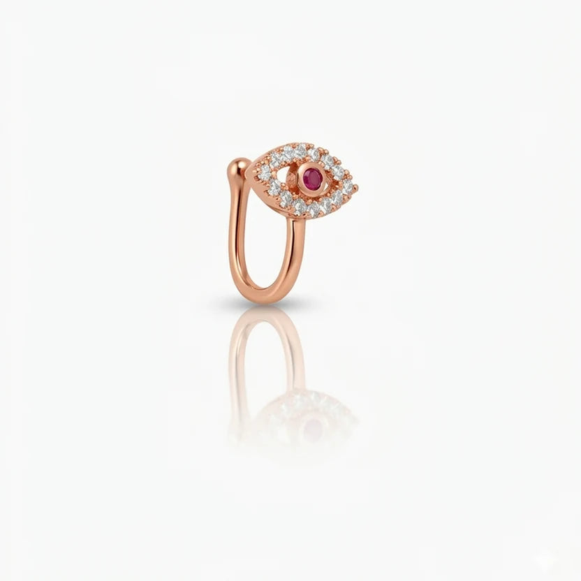 Rose Gold Evil Eye CZ Anti-Tarnish Nose Pin