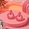 Hot Pink Textured Hoop Earrings