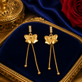22K Gold Plated Anti-Tarnish Bow Drop Earrings with Crystal Detailing
