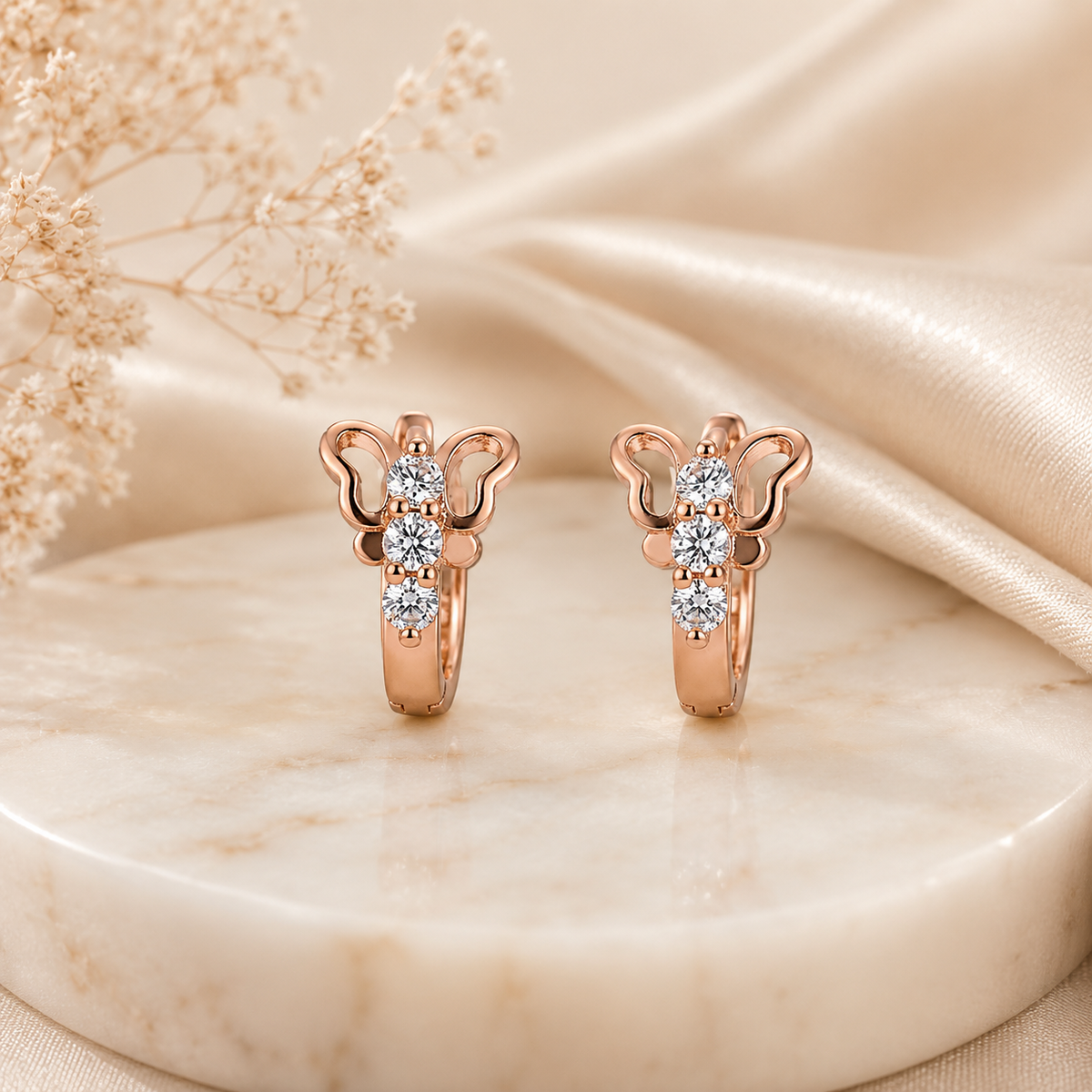 Butterfly CZ hoop Earrings