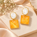 Korean Style yellow Statement Drop Earrings