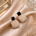 Black Pearl & Gold Statement Drop Earrings