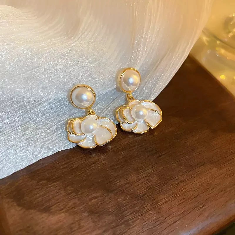 Pearl Blossom Drop Earrings