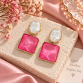 Pink Korean Style Statement Drop Earrings