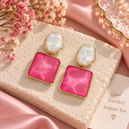 Pink Korean Style Statement Drop Earrings