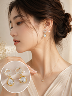 Korean Swirl Pearl Drop Earrings