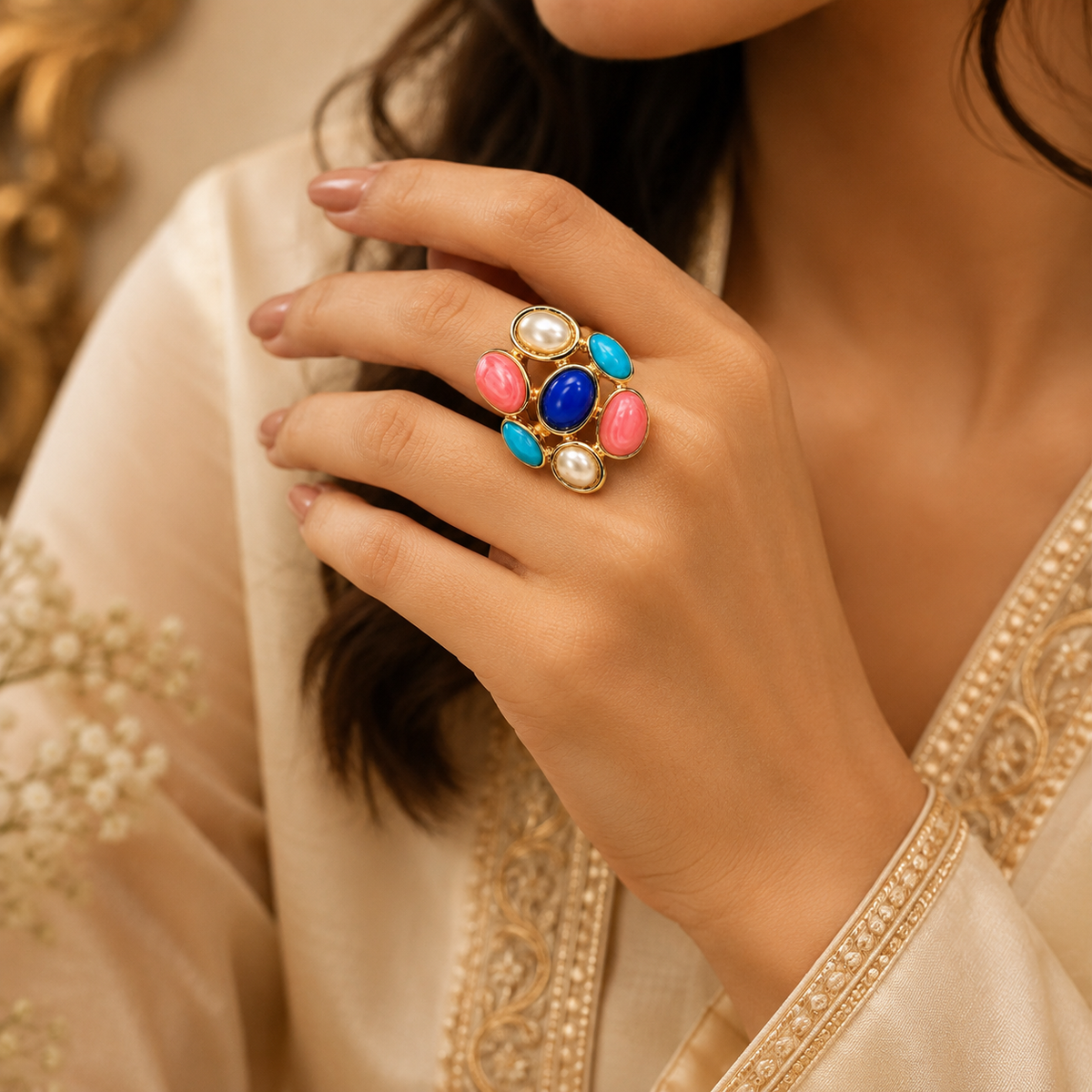 Multicolor Statement Cocktail Ring