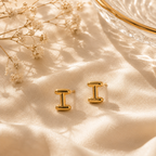 "I" Alphabet Gold Anti Tarnished Stud Earrings