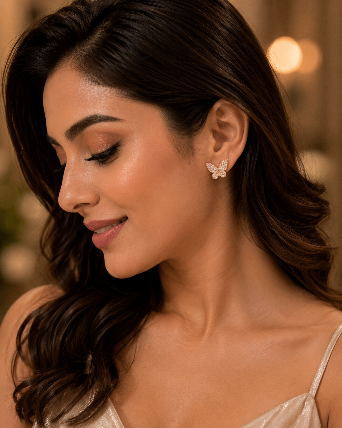 Butterfly CZ Stud Earrings for Women