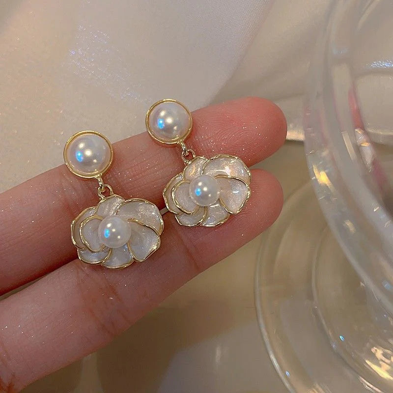 Pearl Blossom Drop Earrings
