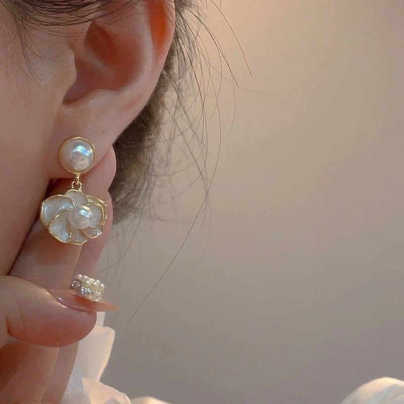 Pearl Blossom Drop Earrings