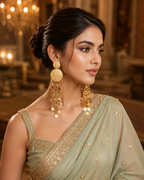 Golden Cascade Disc Statement Earrings