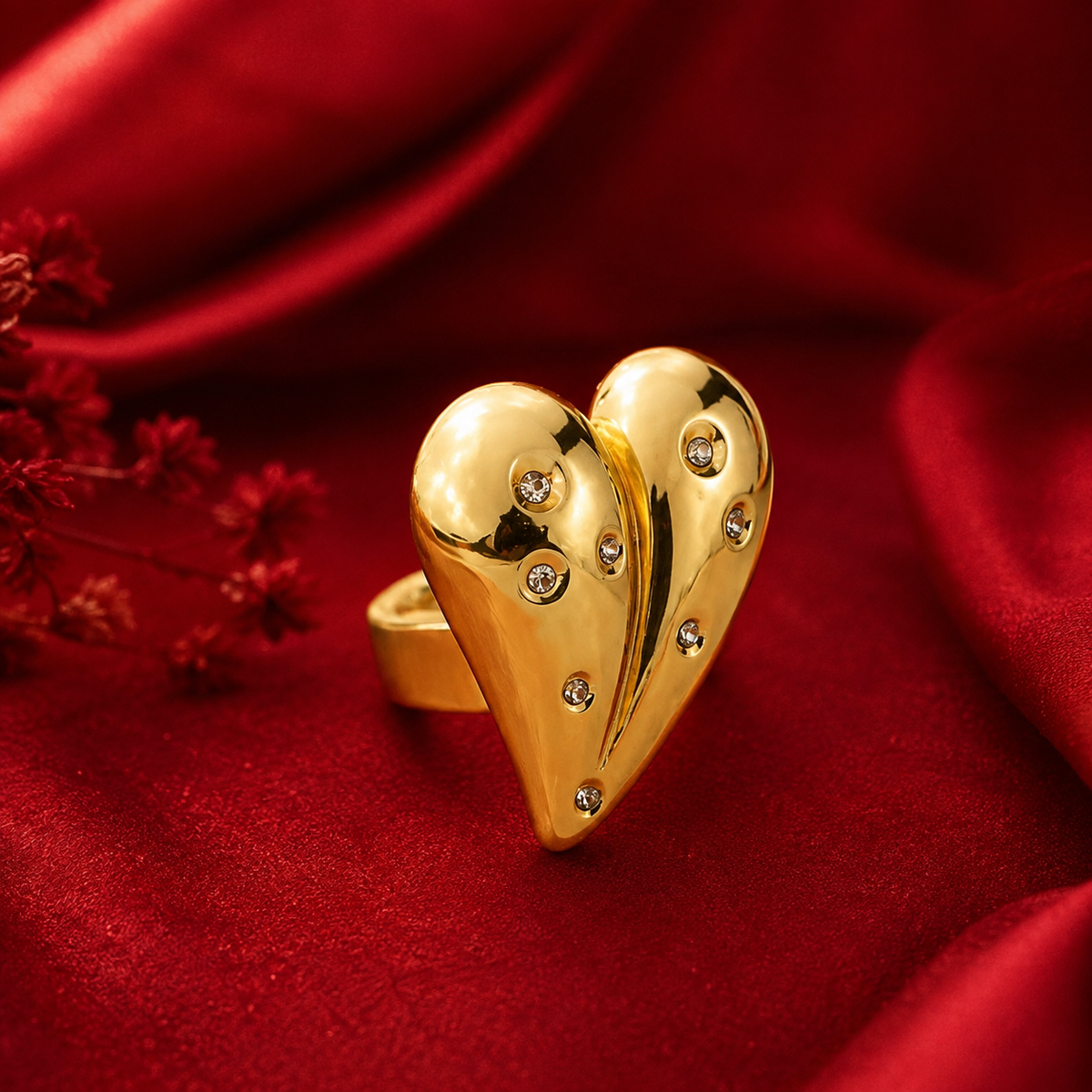 Eternal Heart Adjustable Statement Ring (Anti-Tarnish)