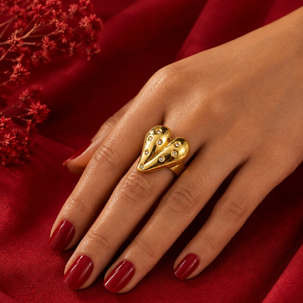 Eternal Heart Adjustable Statement Ring (Anti-Tarnish)