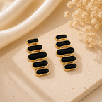 Luna Black Enamel Drop Earrings