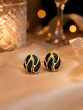 Square Shape Black Stud Earrings