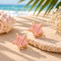Baby Pink Enamel Statement Stud Earrings