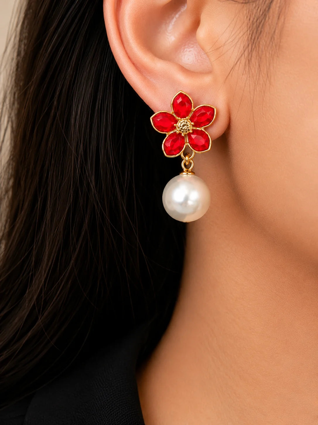 Design Flower Pearl Earring