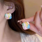 Color Pop Abstract Enamel Stud Earrings
