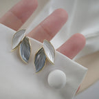 Elegant Silver Leaf Drop Earrings