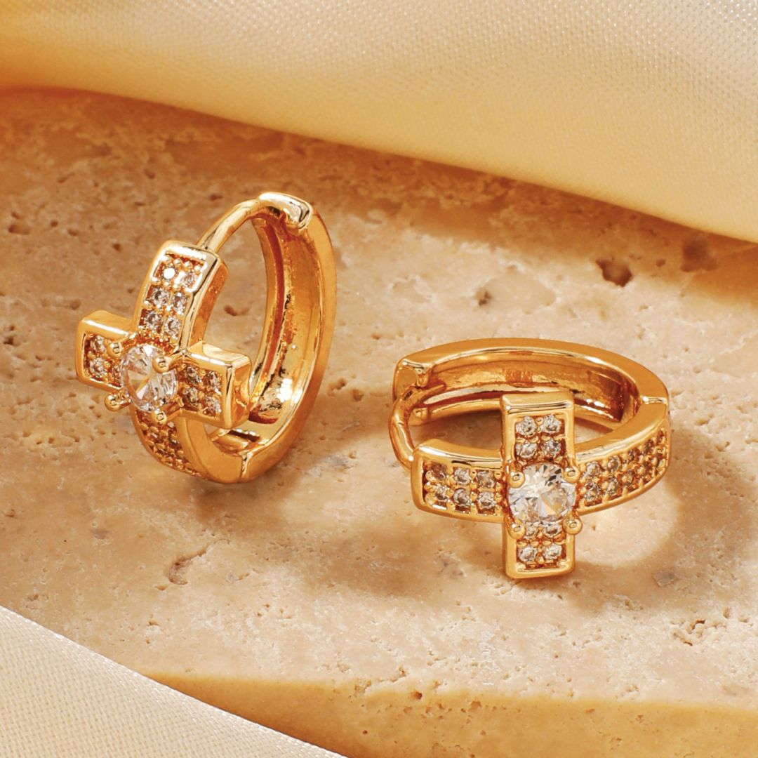 Celestial Cross Huggies Earring