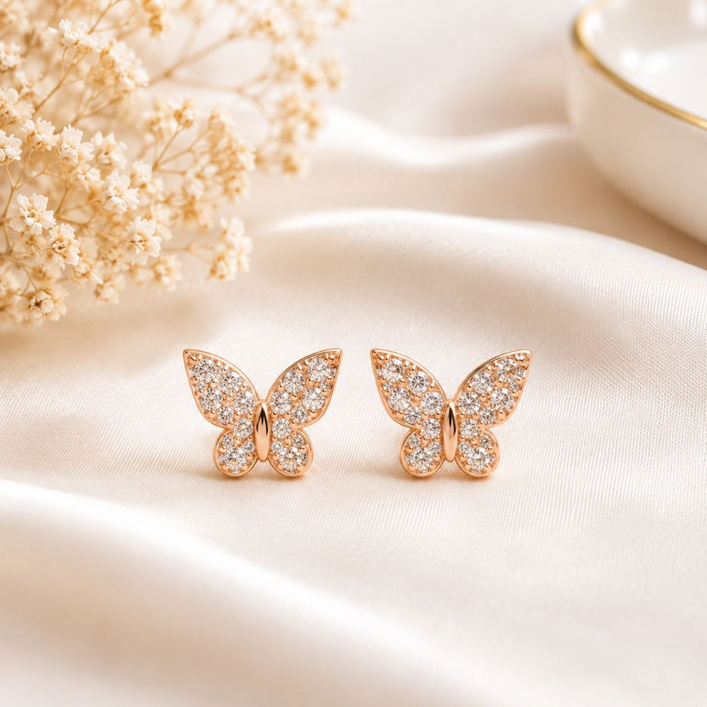 Butterfly CZ Stud Earrings for Women