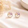 Multicolor Floral CZ Sparkling Flower Earrings