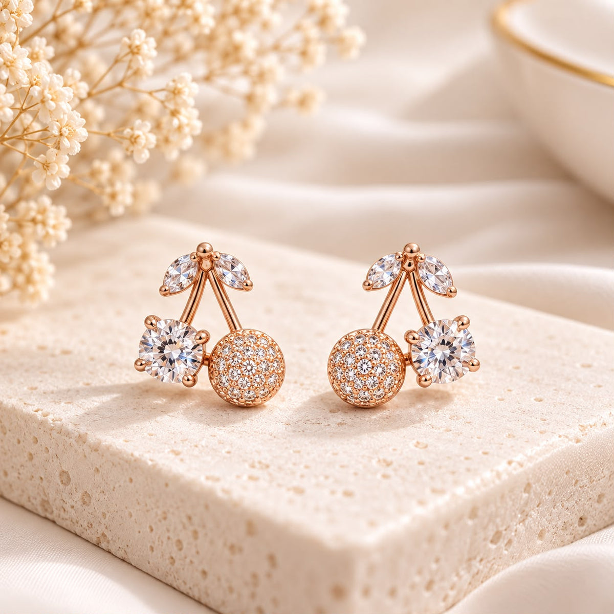 Rose Gold CZ Drop Earrings