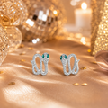 Snake Stud Earrings with Green Stone Accents