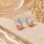 Pastel Butterfly Enamel Stud Earrings
