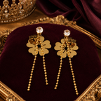22K Gold Plated Anti-Tarnish Floral Crystal Drop Earrings