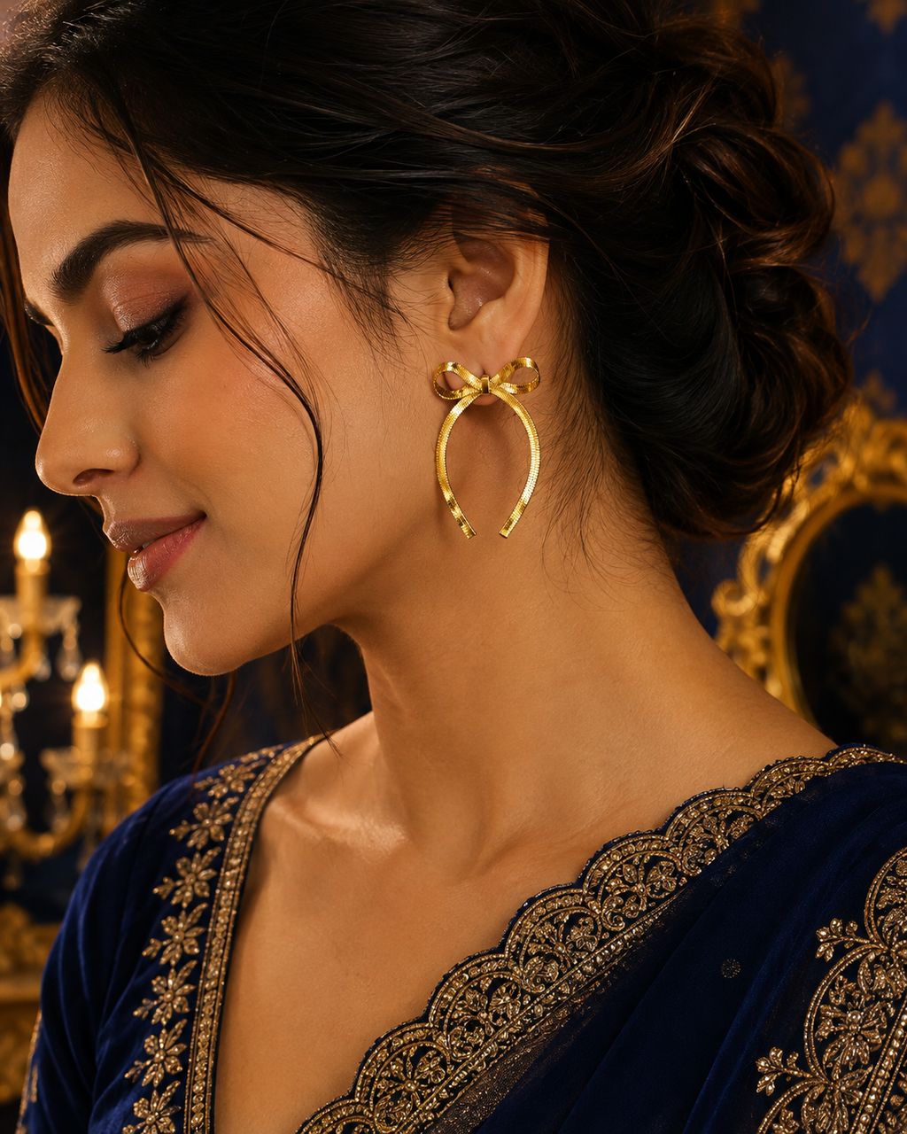22K Gold Plated Anti-Tarnish Bow Knot Statement Earrings
