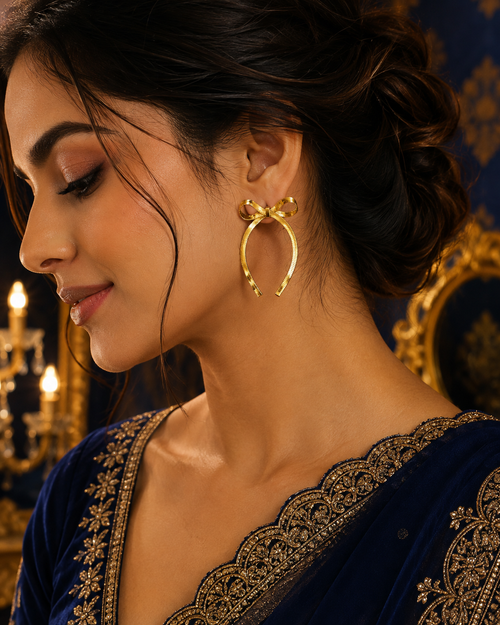 22K Gold Plated Anti-Tarnish Bow Knot Statement Earrings