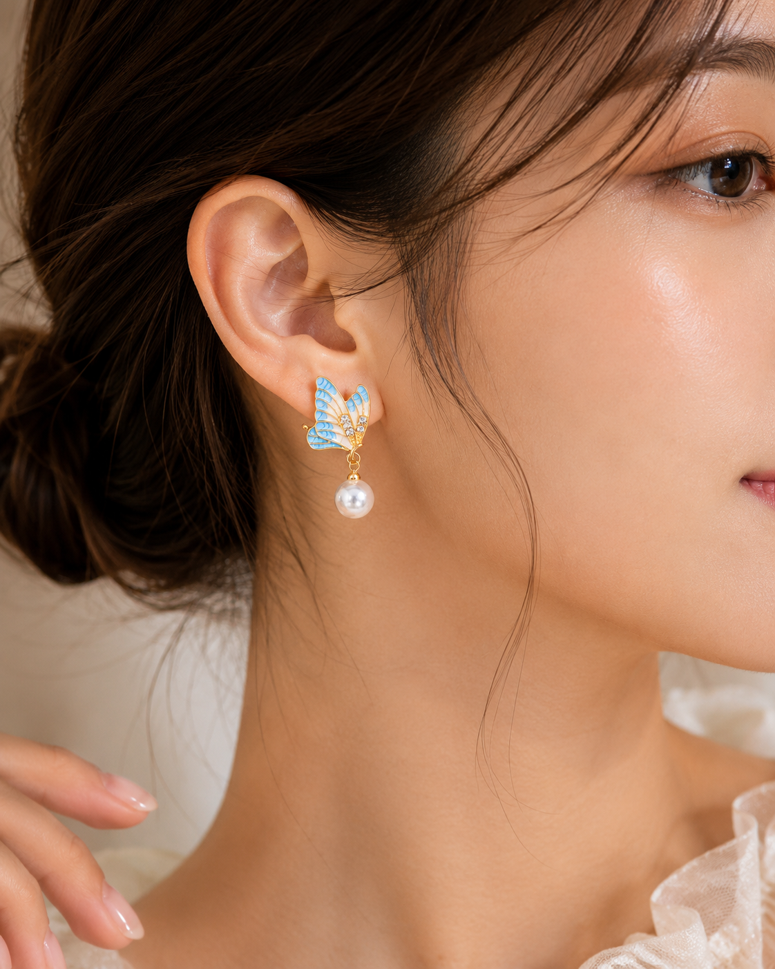 Korean Design Butterfly Earring (Blue)