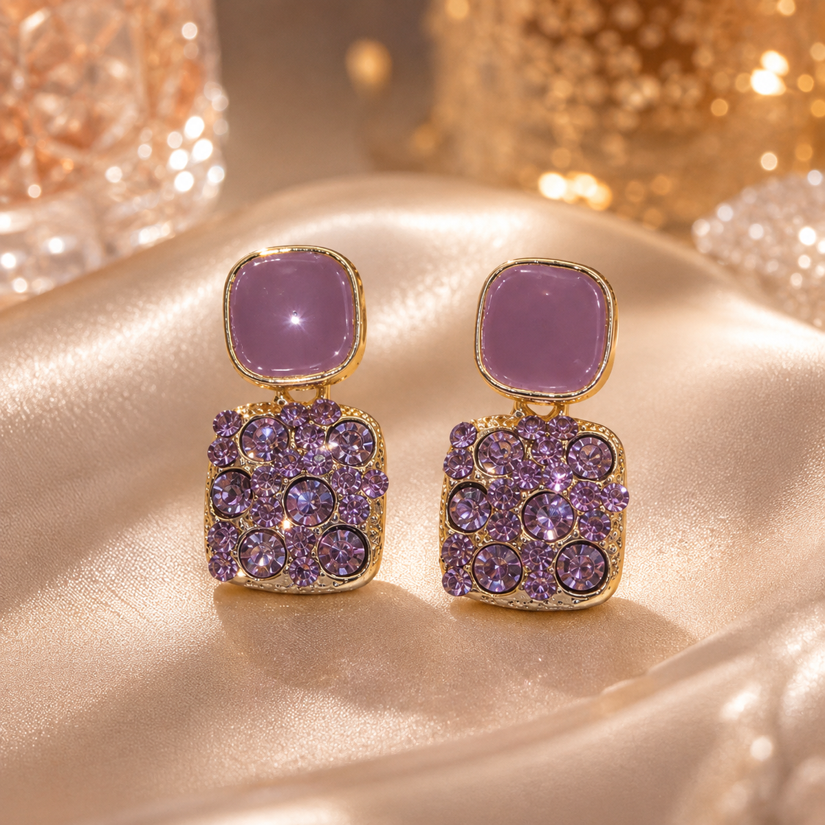 Lavender Luxe Crystal Drop Earrings