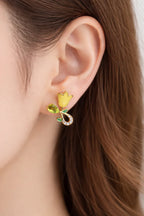 Golden Floral Tulip Earrings