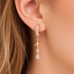 Rose Gold CZ Teardrop Dangle Earrings – Anti-Tarnish