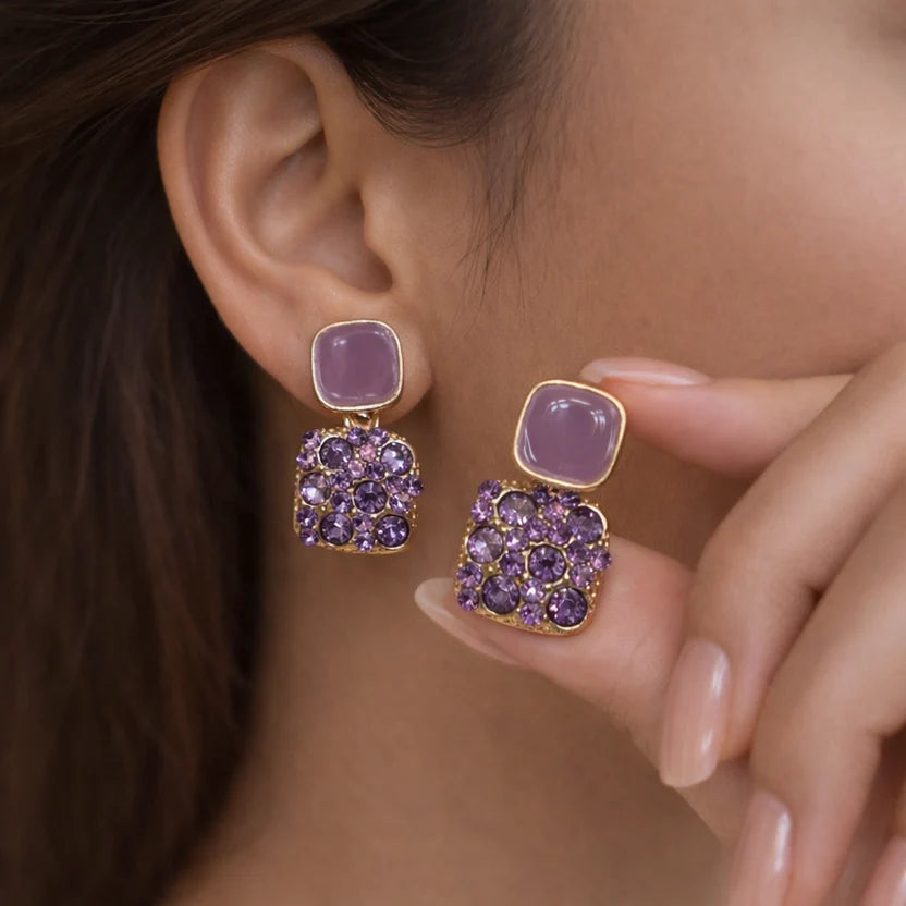 Lavender Luxe Crystal Drop Earrings