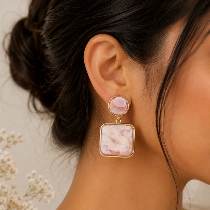 Blush Marble Drop Earrings