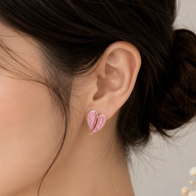 Blush Petal Heart Earrings
