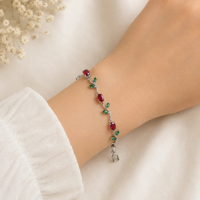 Ruby & Emerald Tulip Bracelet