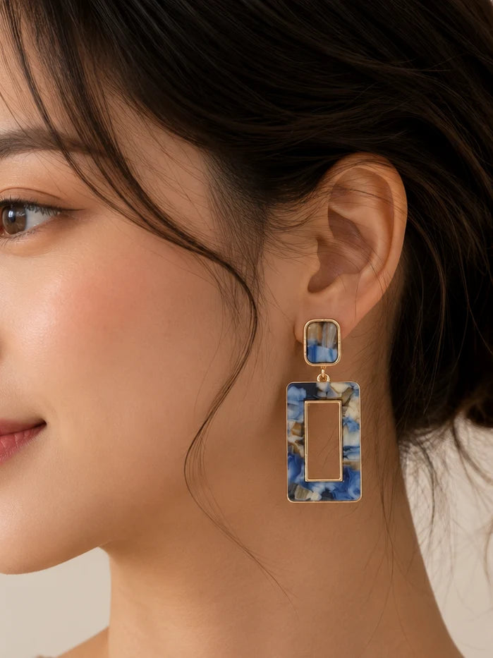 Azure Marble Statement Earrings