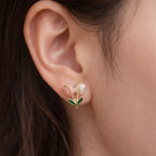 Tulip Pearl Floral Drop Earrings