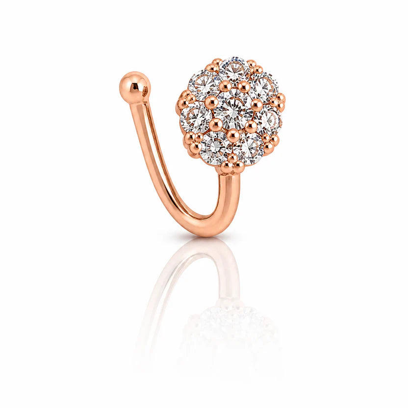 Rose Gold CZ Floral Bloom Anti-Tarnish Nose Pin