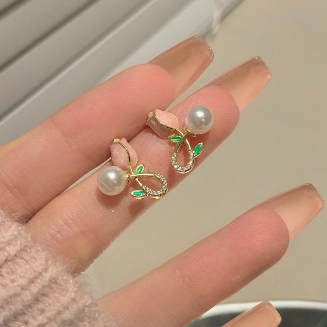 Tulip Pearl Floral Drop Earrings