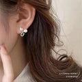 Elegant Pearl & Green Leaf Drop Earrings
