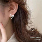 Elegant Pearl & Green Leaf Drop Earrings