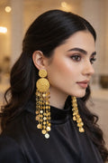 Golden Cascade Disc Statement Earrings